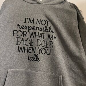 Gray Hoodie with Black Text